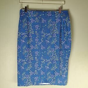 RipSkirt Womens Blue Green Floral Print Hook Loop Wrap Skirt Pockets Size Medium